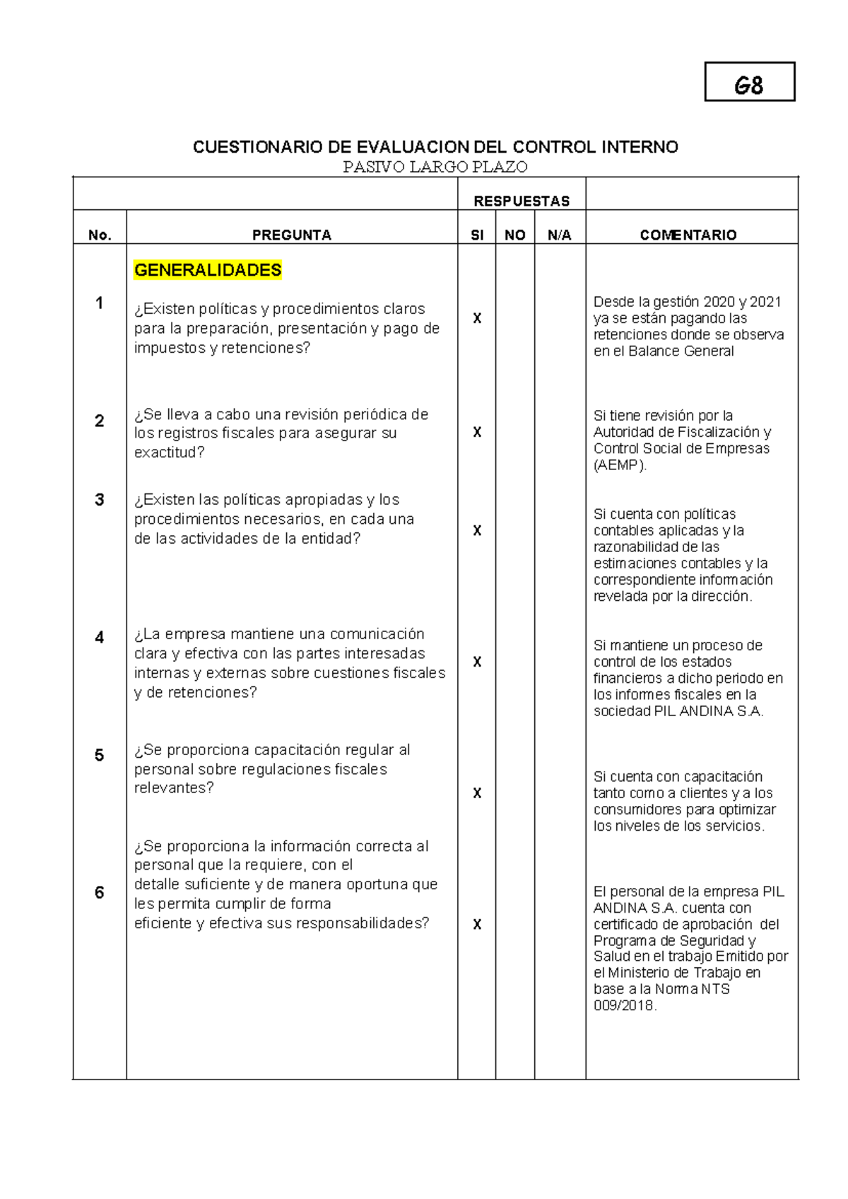 1 Cuestionario DE MIR - CUESTIONARIO DE EVALUACION DEL CONTROL INTERNO ...