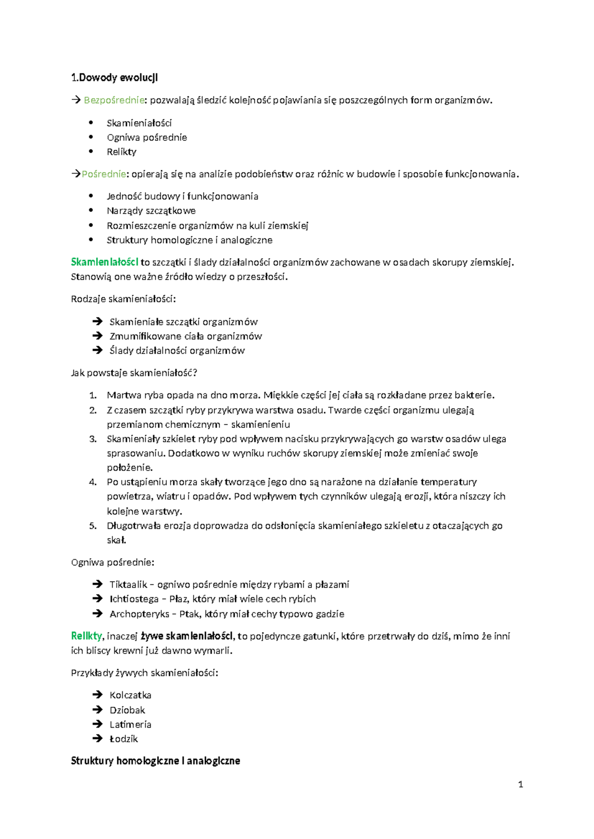 Sprawdzian Ewolucja Klasa 3 Gimnazjum