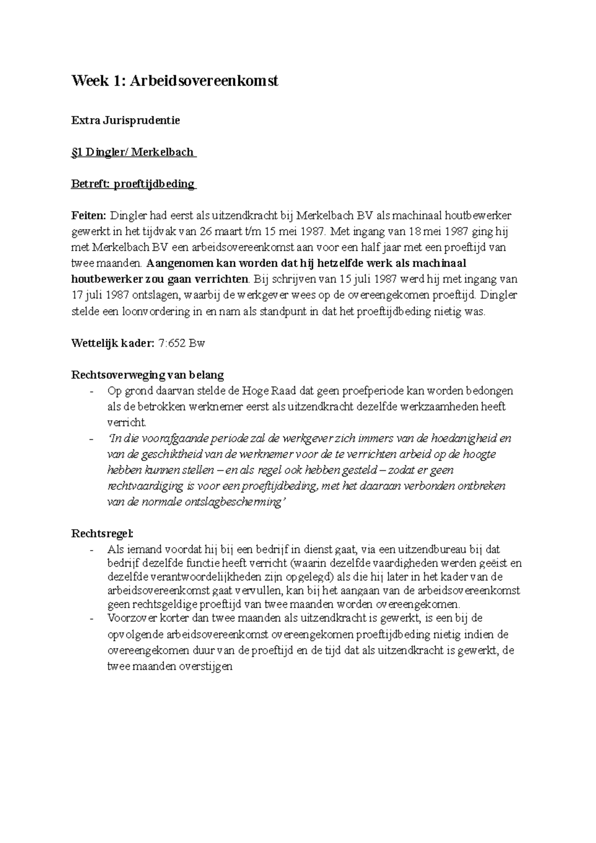 Week 1 HC Arbeidsrecht 2020-2021 - Studeersnel