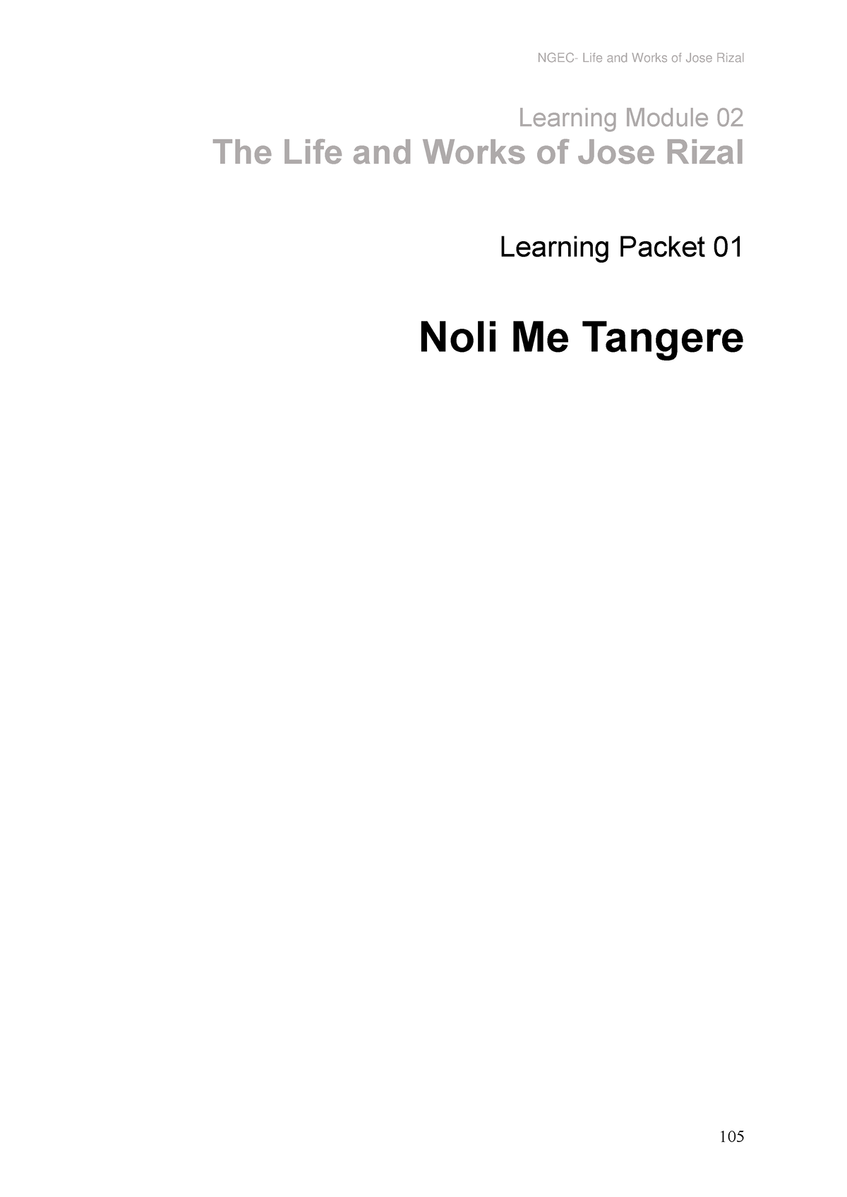 LM2 LP1 Noli Me Tangere - Learning Module 02 The Life And Works Of Jose ...