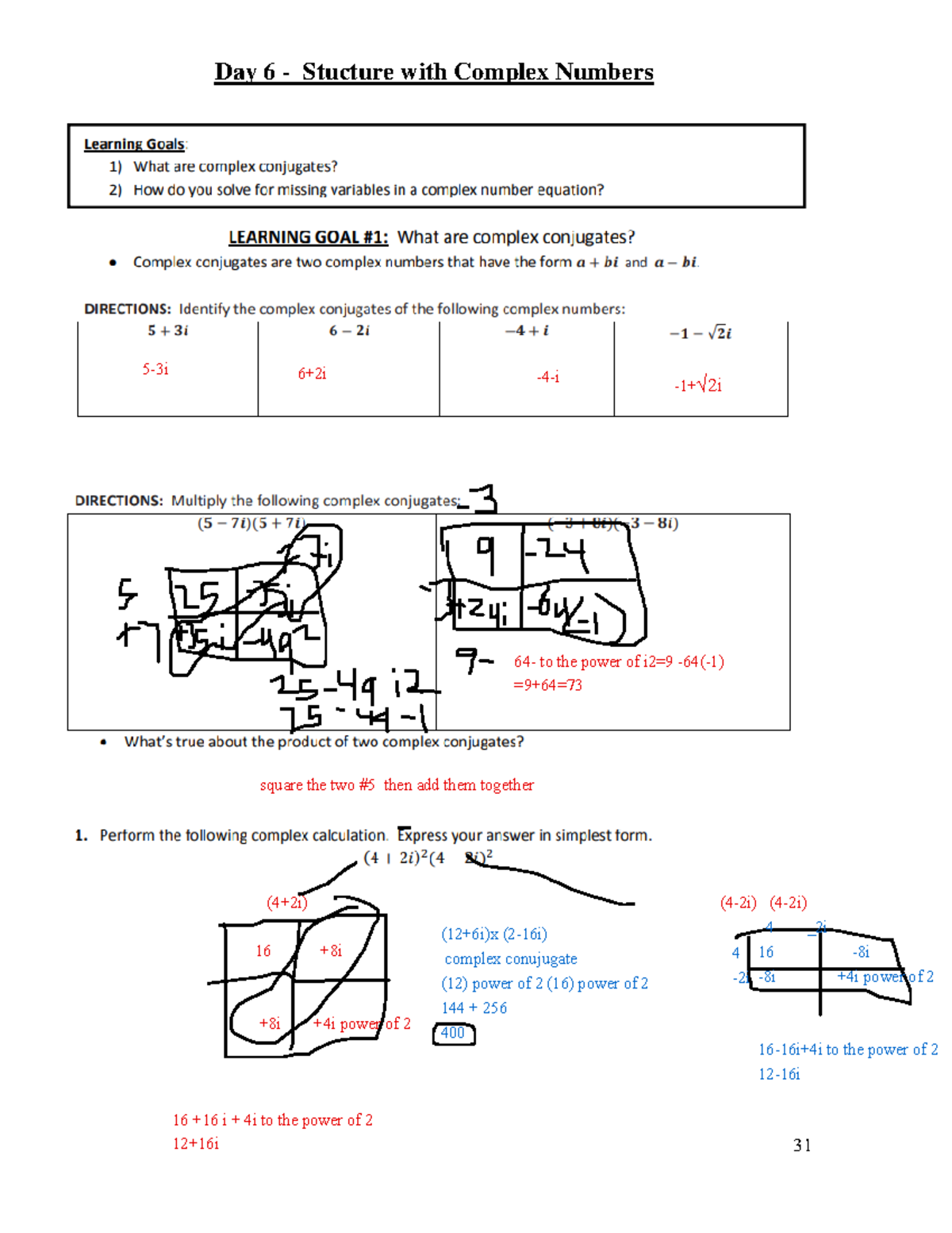 Jheyson Chacon Ramirez - Day+6-Complex+Numbers - MATH 3 - Day 6 ...