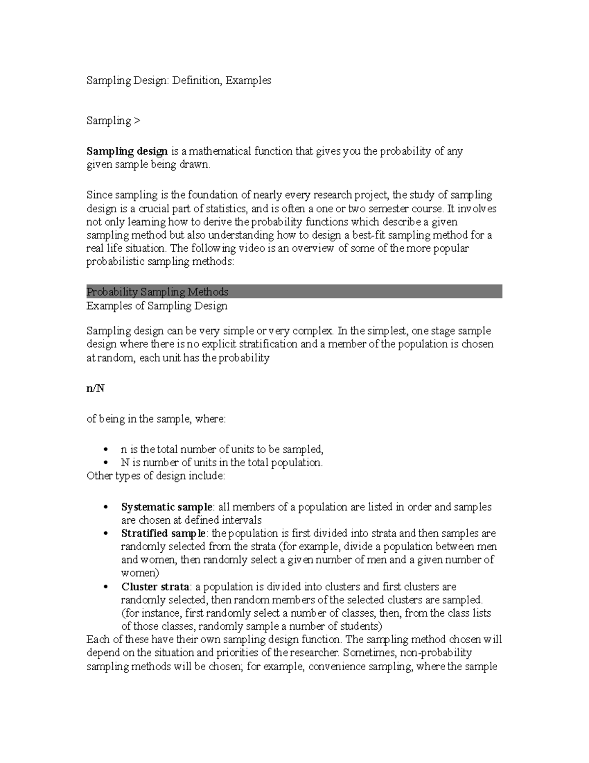 Sampling Design - statistic - Sampling Design: Definition, Examples ...