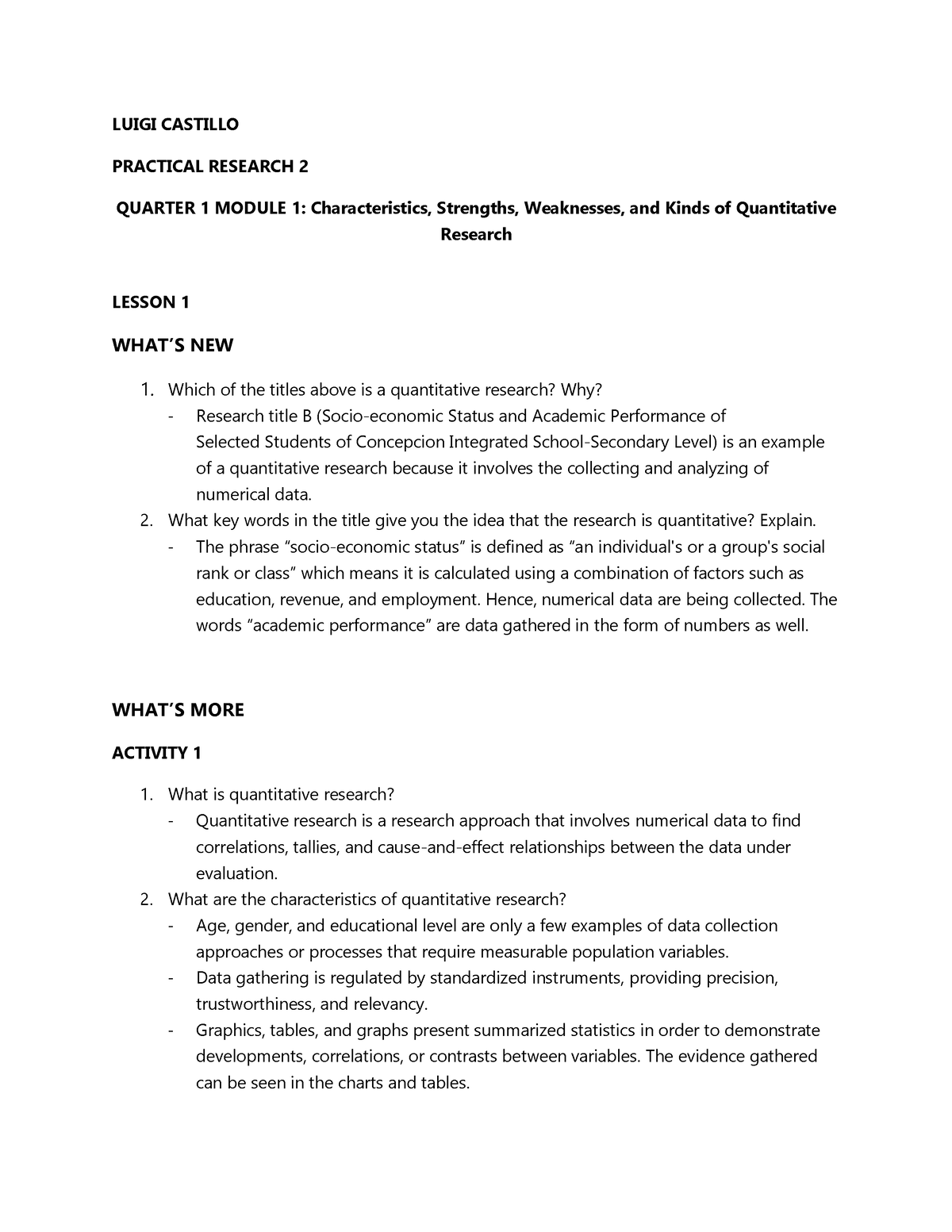 Quarter 1 Module 1 Characteristics, Strengths, Weaknesses, And Kinds Of ...