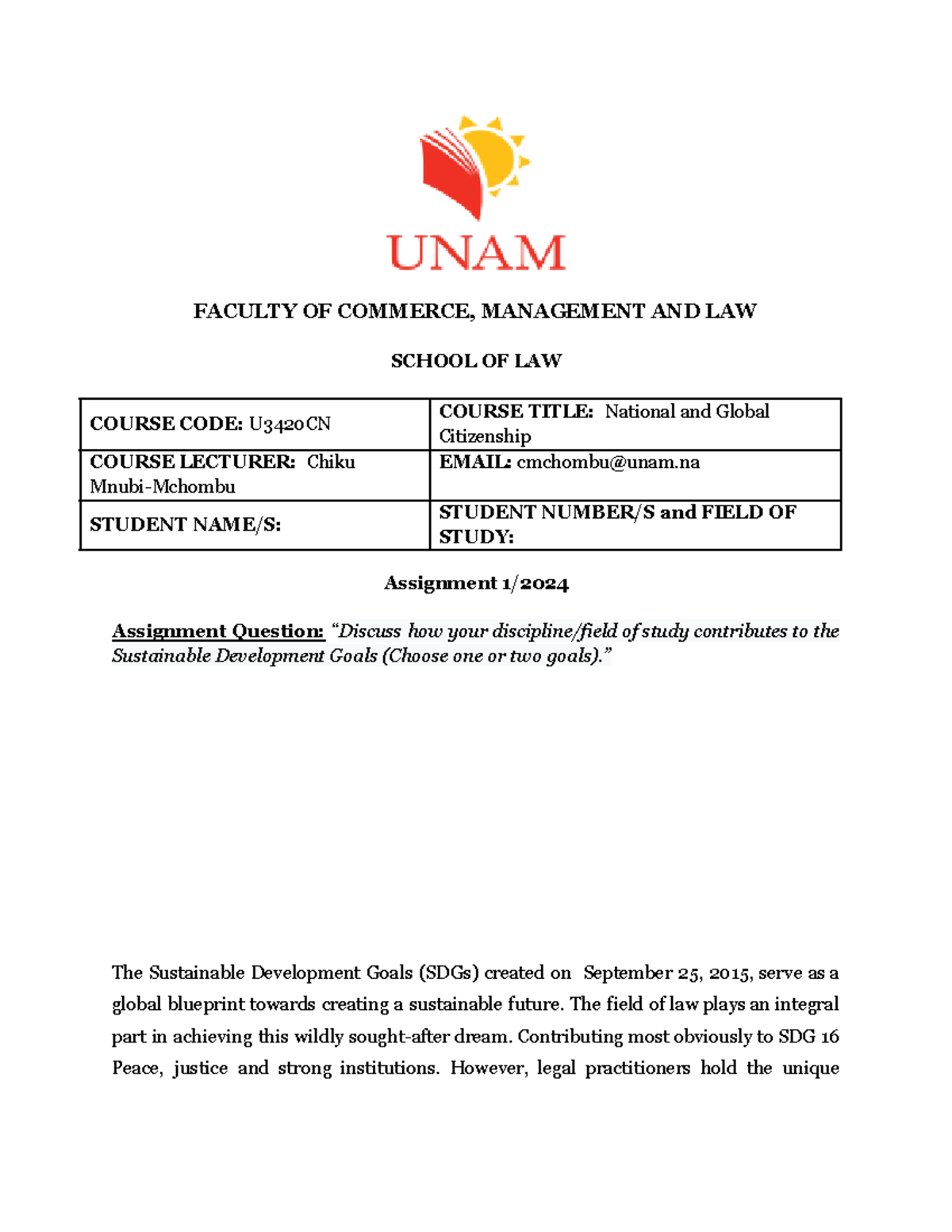 National And Global Citizenship Group Assignment Faculty Of Commerce