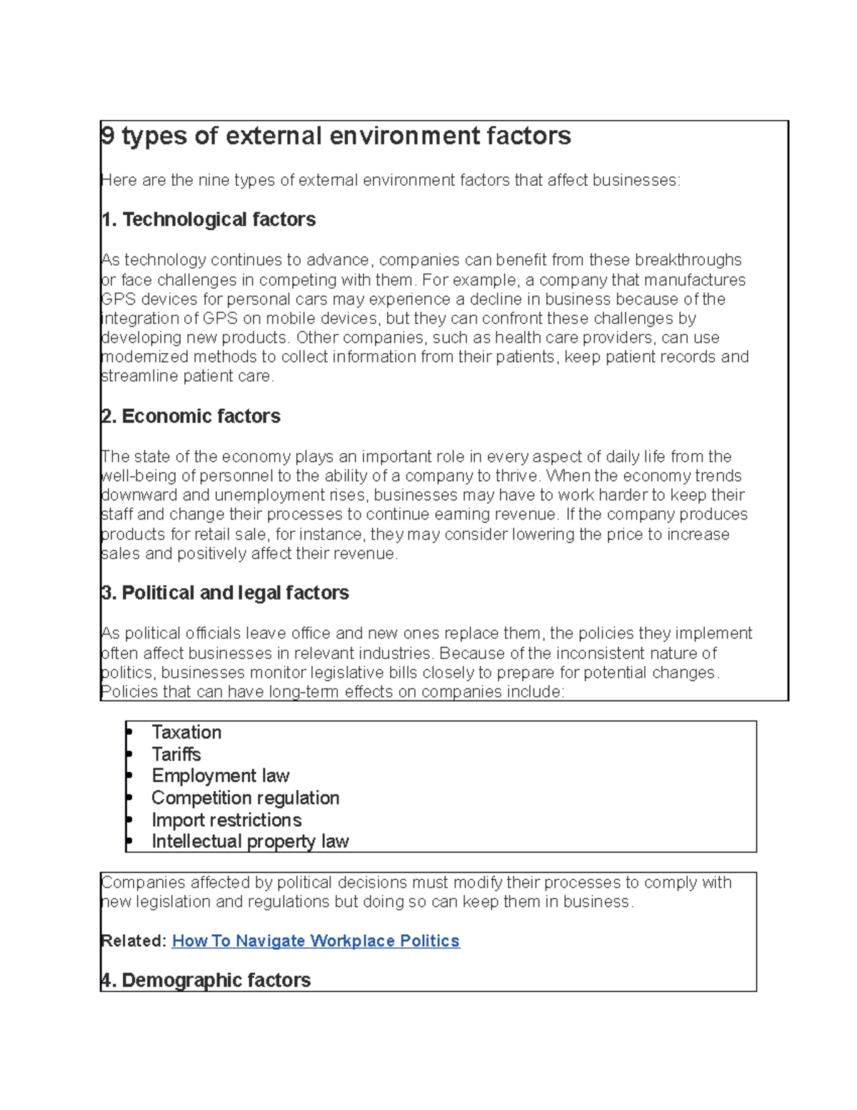 9 types of external environment factors Technological factors As