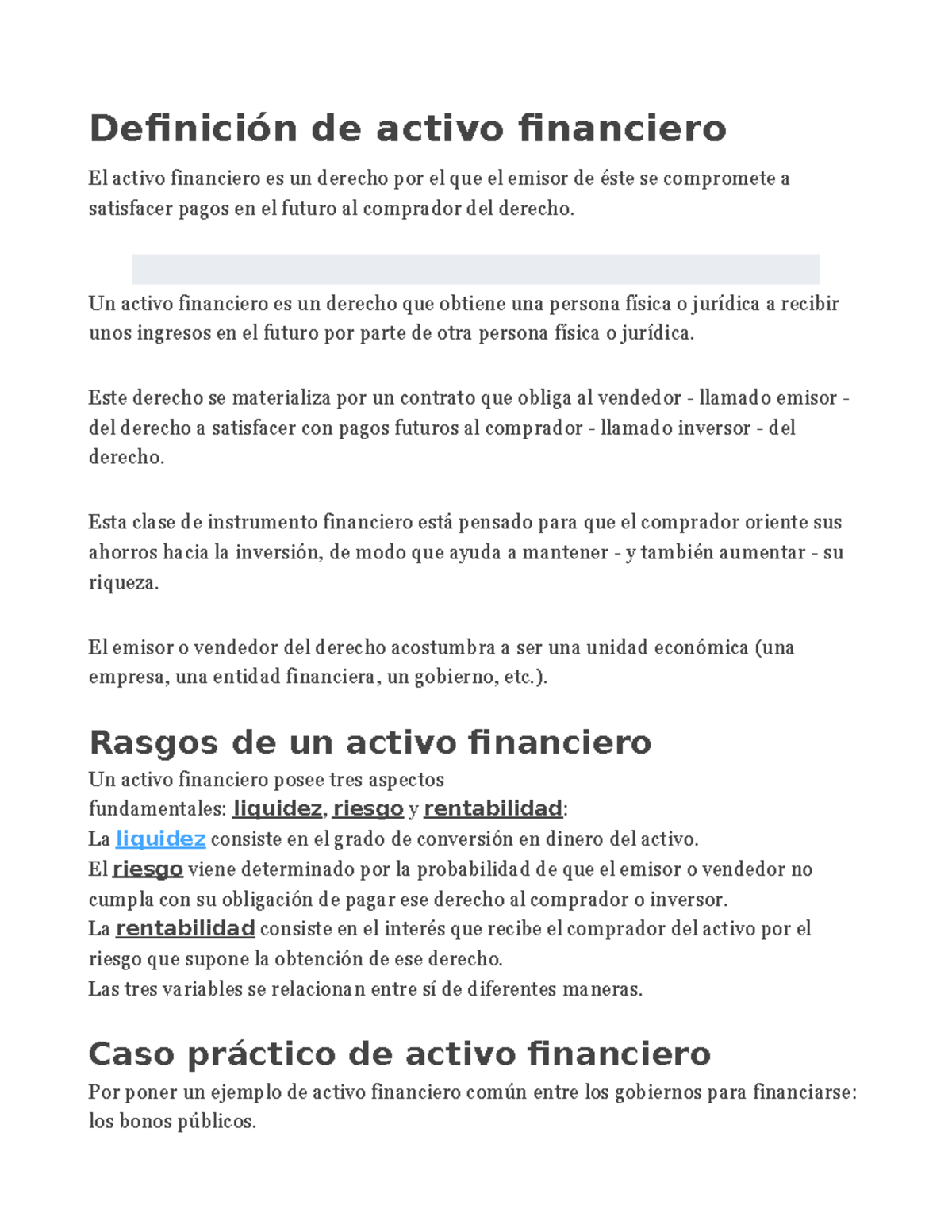 Activos financieros Definición de activo financiero El activo