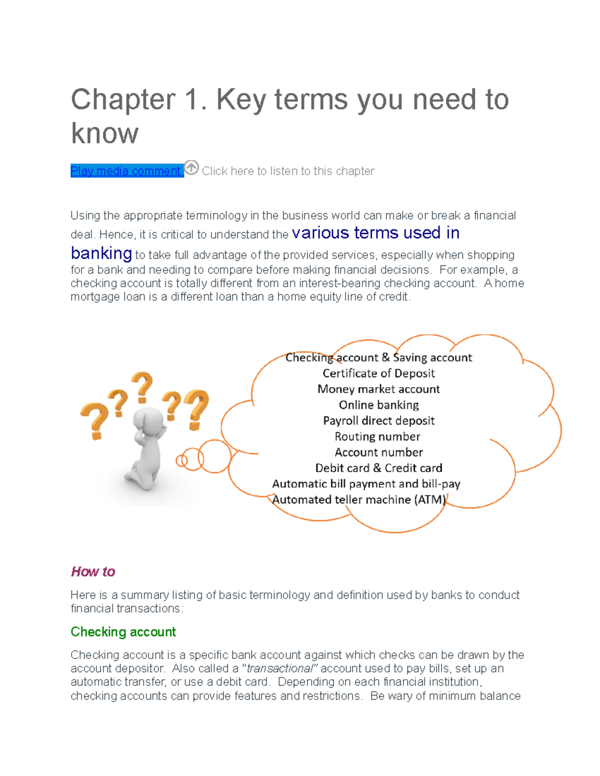 Attachment material for the course moneyandbanking Chapter 1. Key