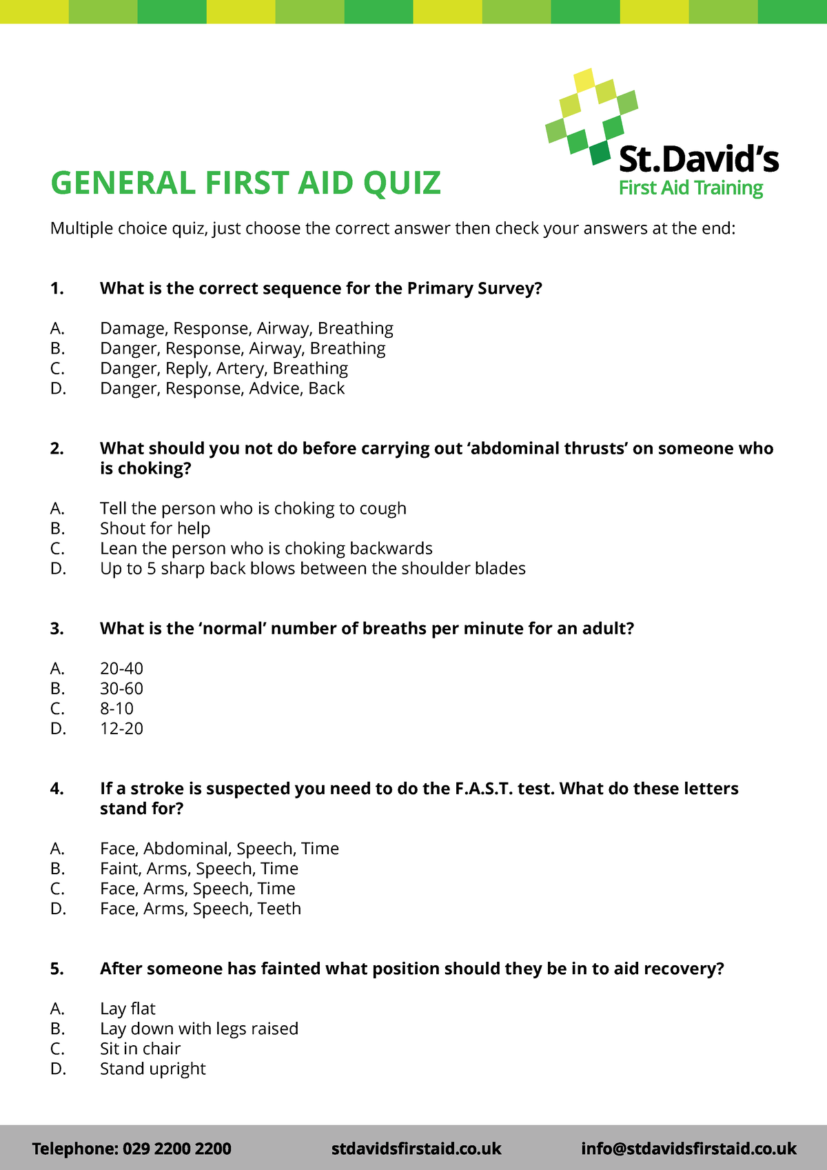 First deals aid quiz