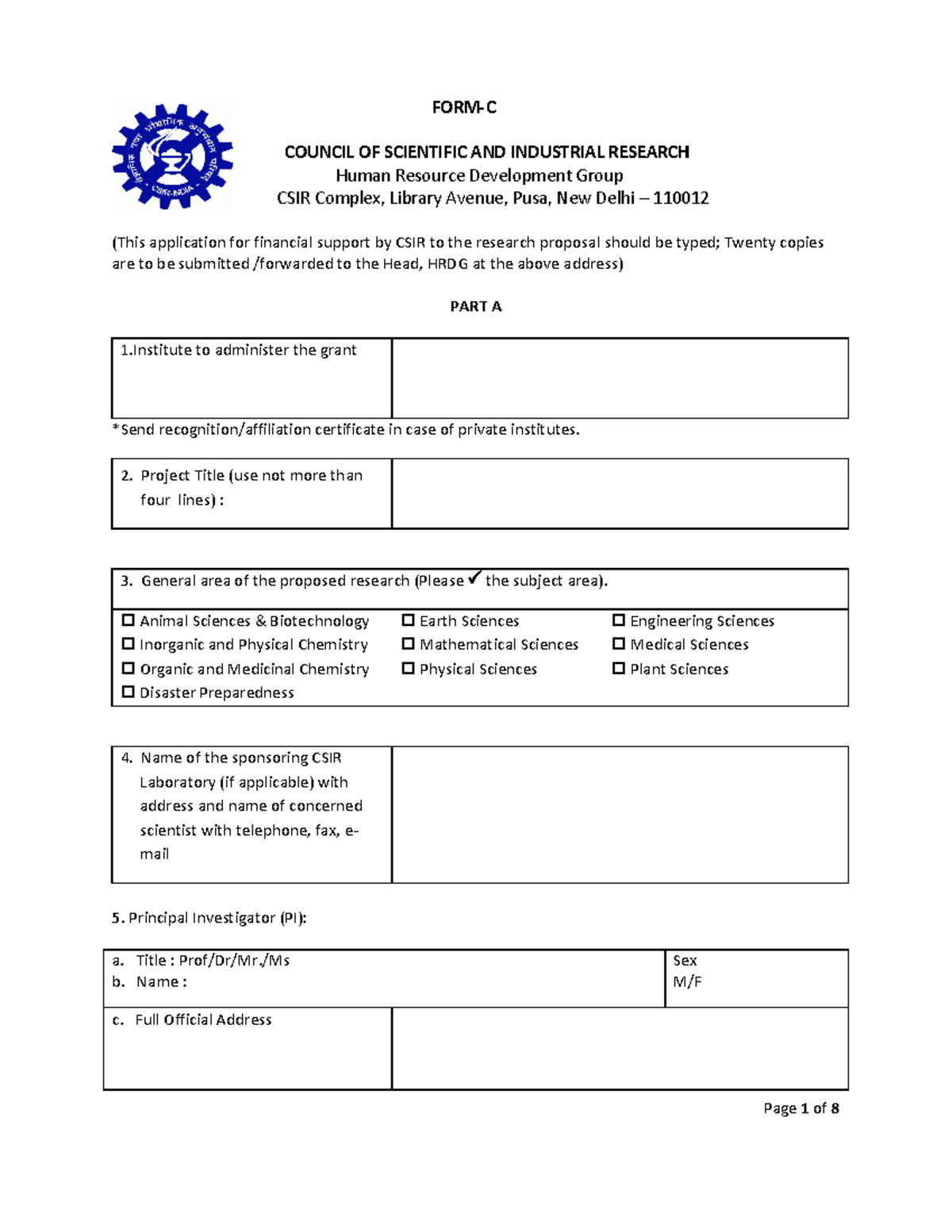 csir research proposal format