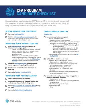 Cfa Candidate Checklist Finance Fin2704 Nus Studocu