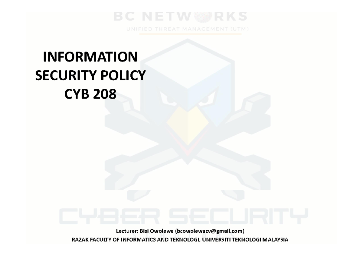 Information Security Policy.Top U - INFORMATION SECURITY POLICY CYB 208 ...