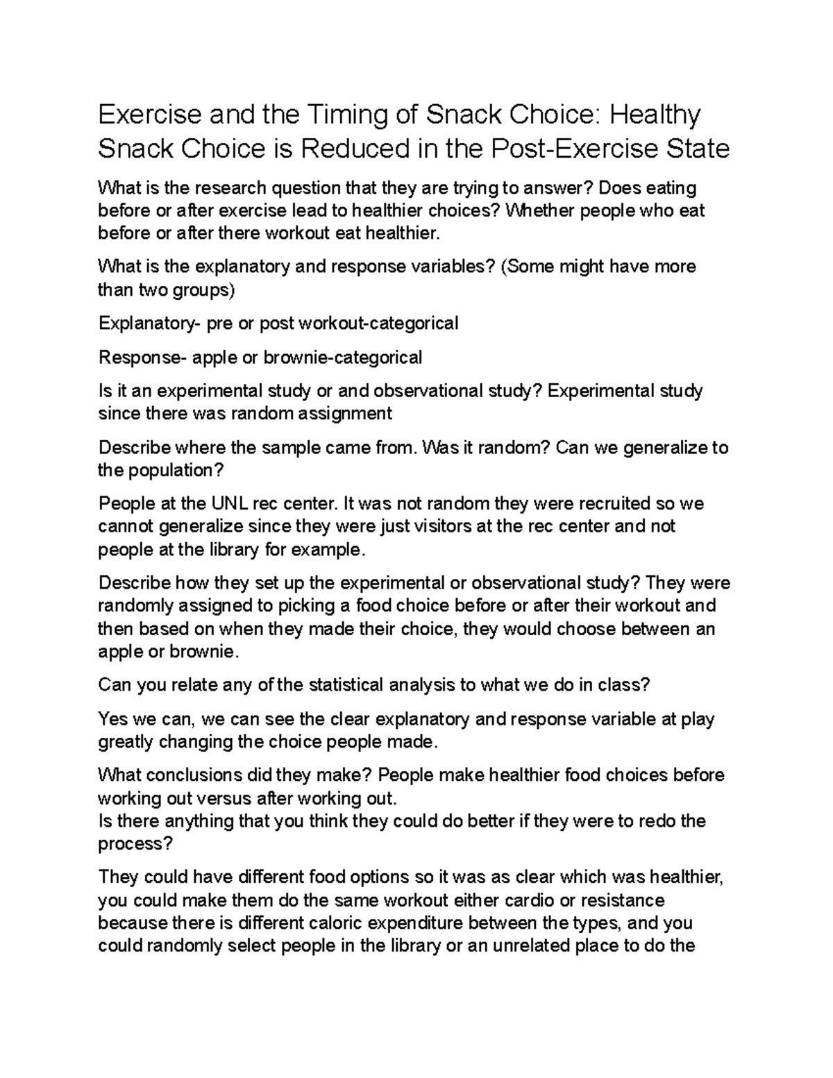 Document 7 - class notes - Exercise and the Timing of Snack Choice ...