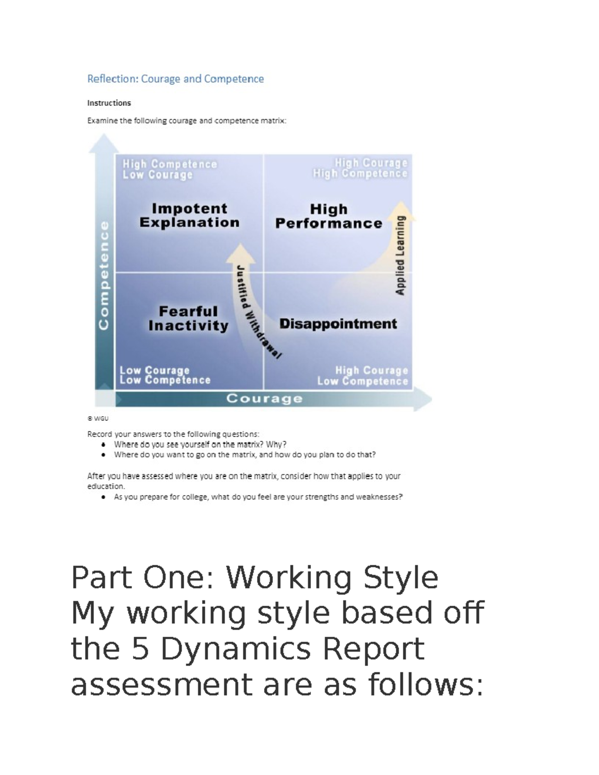 Part One - misc - Part One: Working Style My working style based off ...