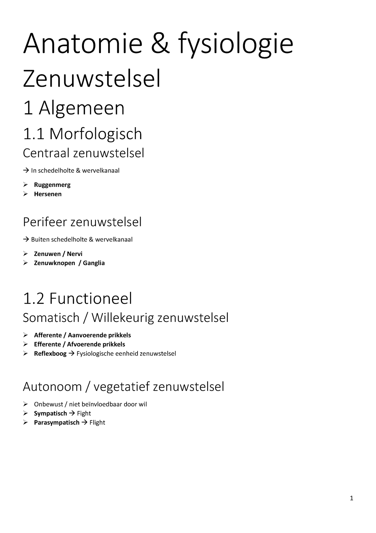 DZ - Anatomie - Zenuwstelsel - Anatomie & Fysiologie Zenuwstelsel 1 ...