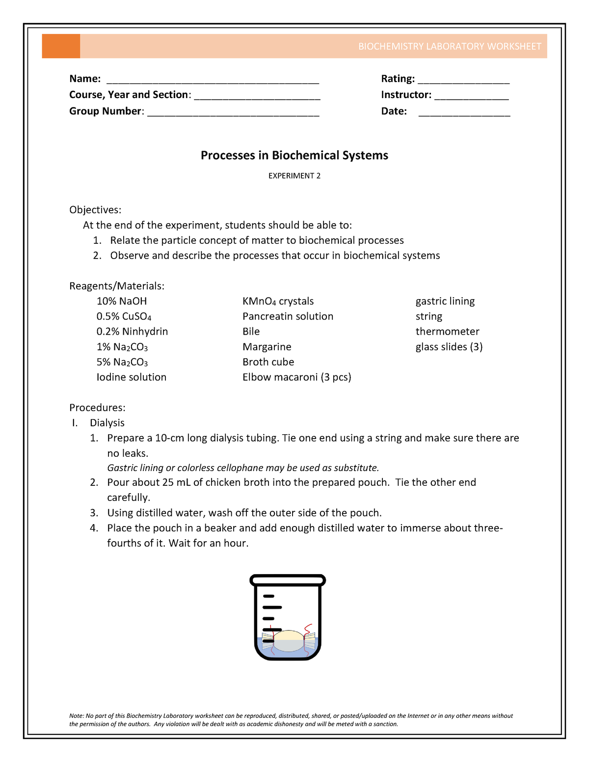 experiment 2 biochemical processes