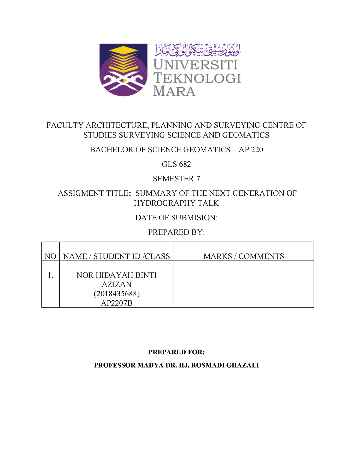 NOR Hidayah Binti Azizan (2018 435688) 7B Summary - FACULTY ...