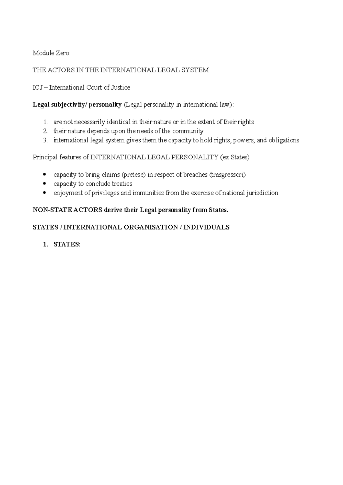 Module Zero - introduzione delle lezioni International economic law ...