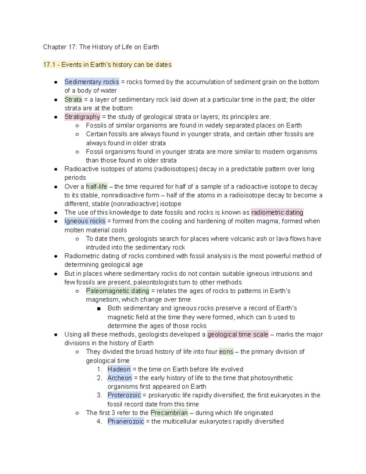 Bio Notes Chapter 17 - Biology 1102: Foundations Of Biology - Chapter ...