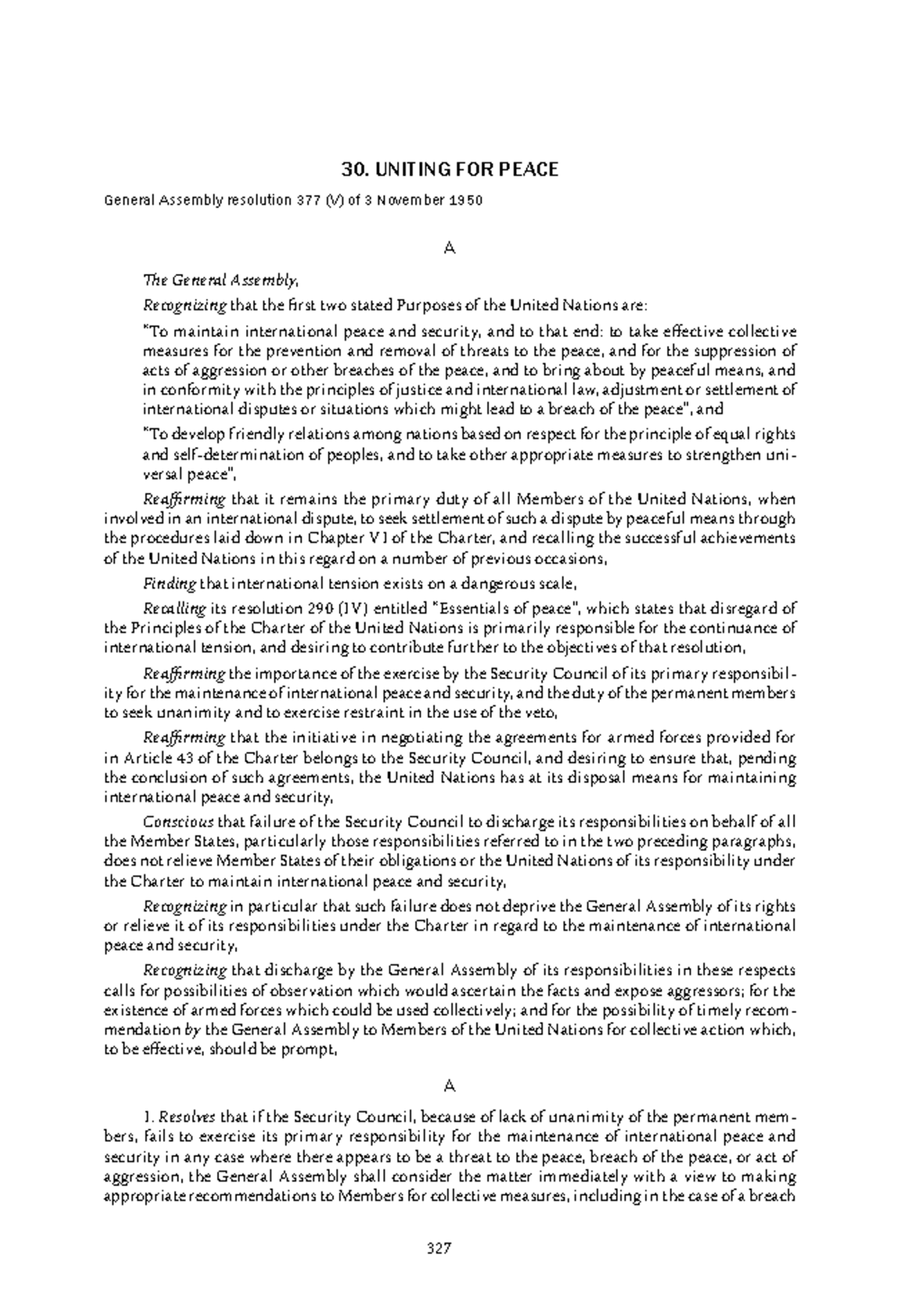 Book 1115 n/a 327 30. unItIng for PeaCe general assembly