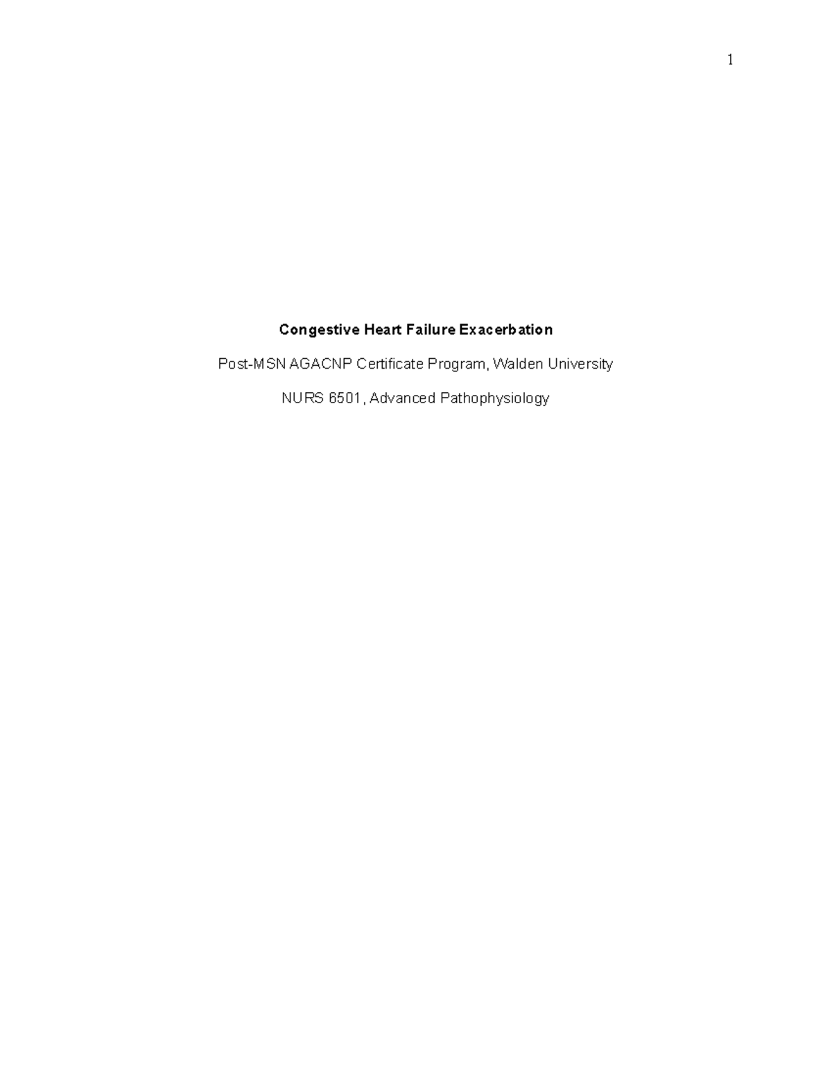 M5Assign 1 6003 - Paper concerning congestive heart failure ...