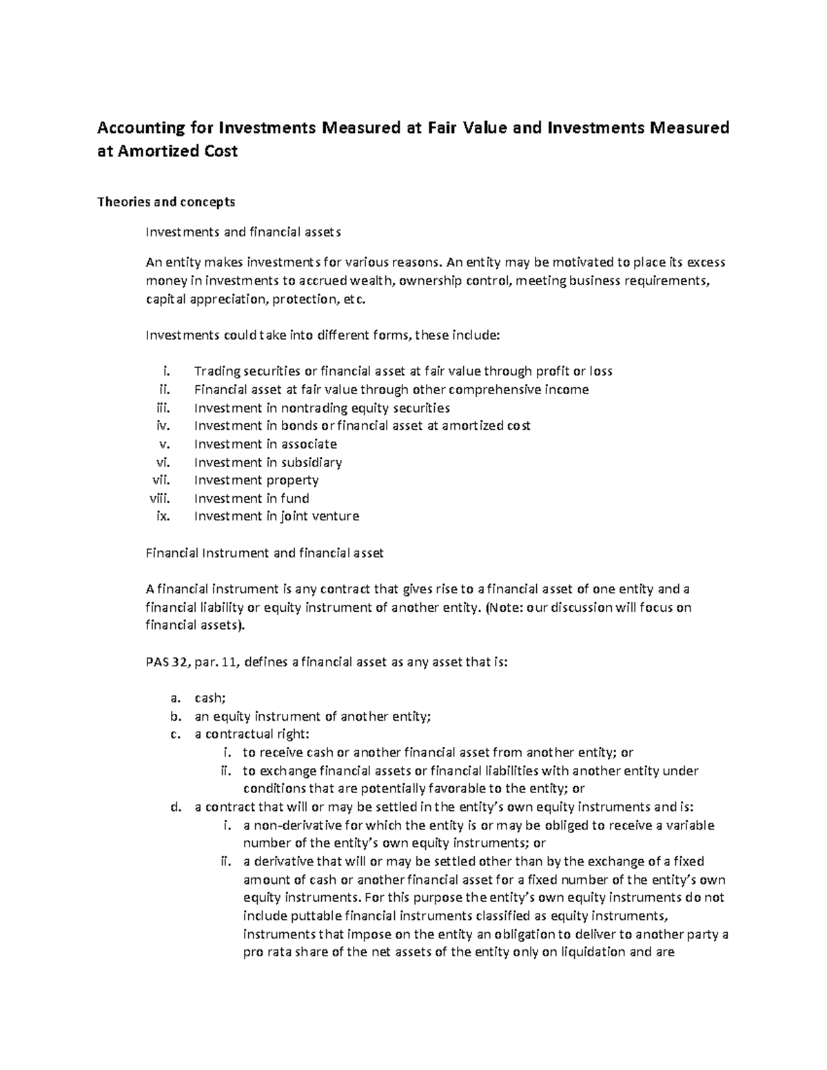 Accounting for Investments Measured at Fair Value and Investments ...