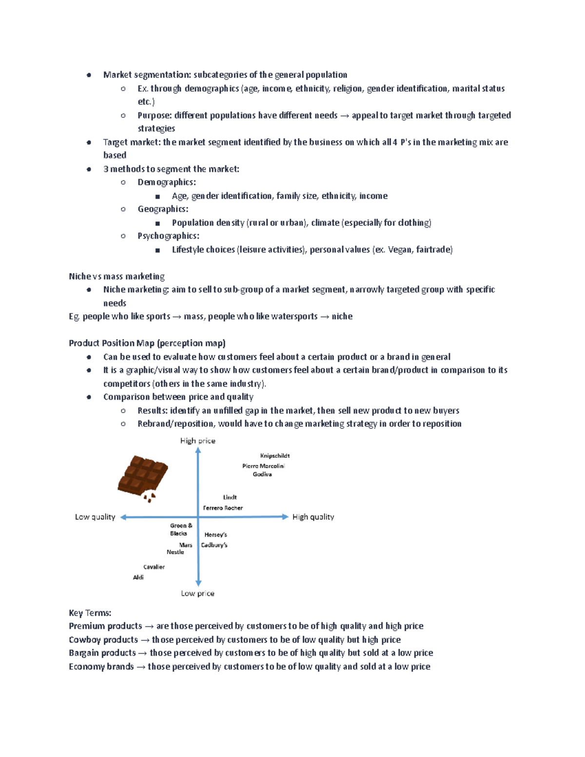 DP BM 4.2 Market Planning - Market segmentation : subcategories of the ...