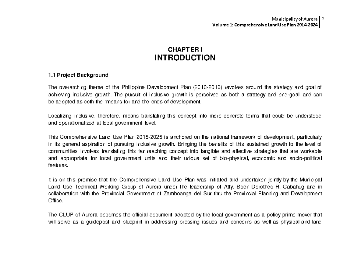 Aurora Comprehensive Land Use Plan v1 Municipality of Aurora Volume
