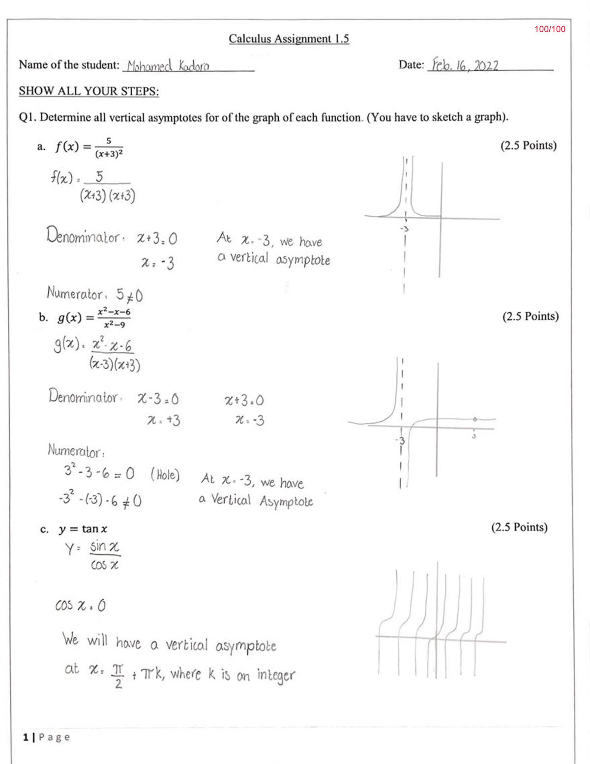 Calculus Homework - Lesson 1 - 100/ - Studocu