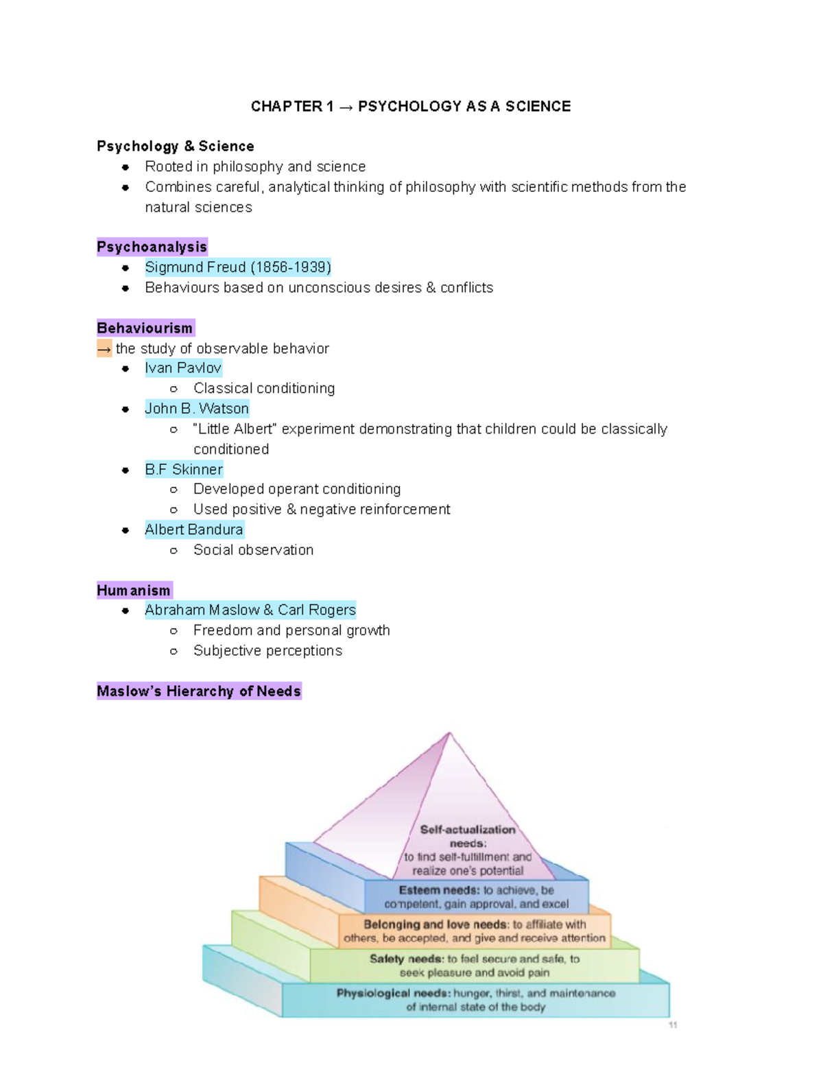 notes for midterm - CHAPTER 1 → PSYCHOLOGY AS A SCIENCE Psychology ...