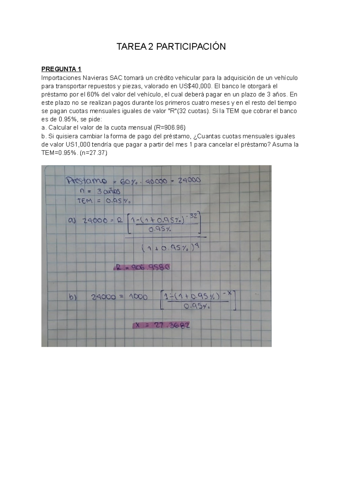 Tarea De Participaci n 2 Solucionado TAREA 2 PARTICIPACI N PREGUNTA 
