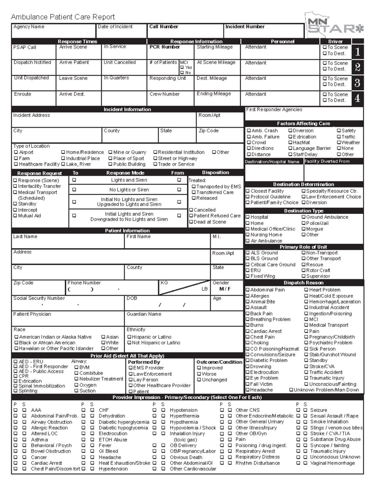 Patient Care Reports - Contact report - Ambulance Patient Care Report ...