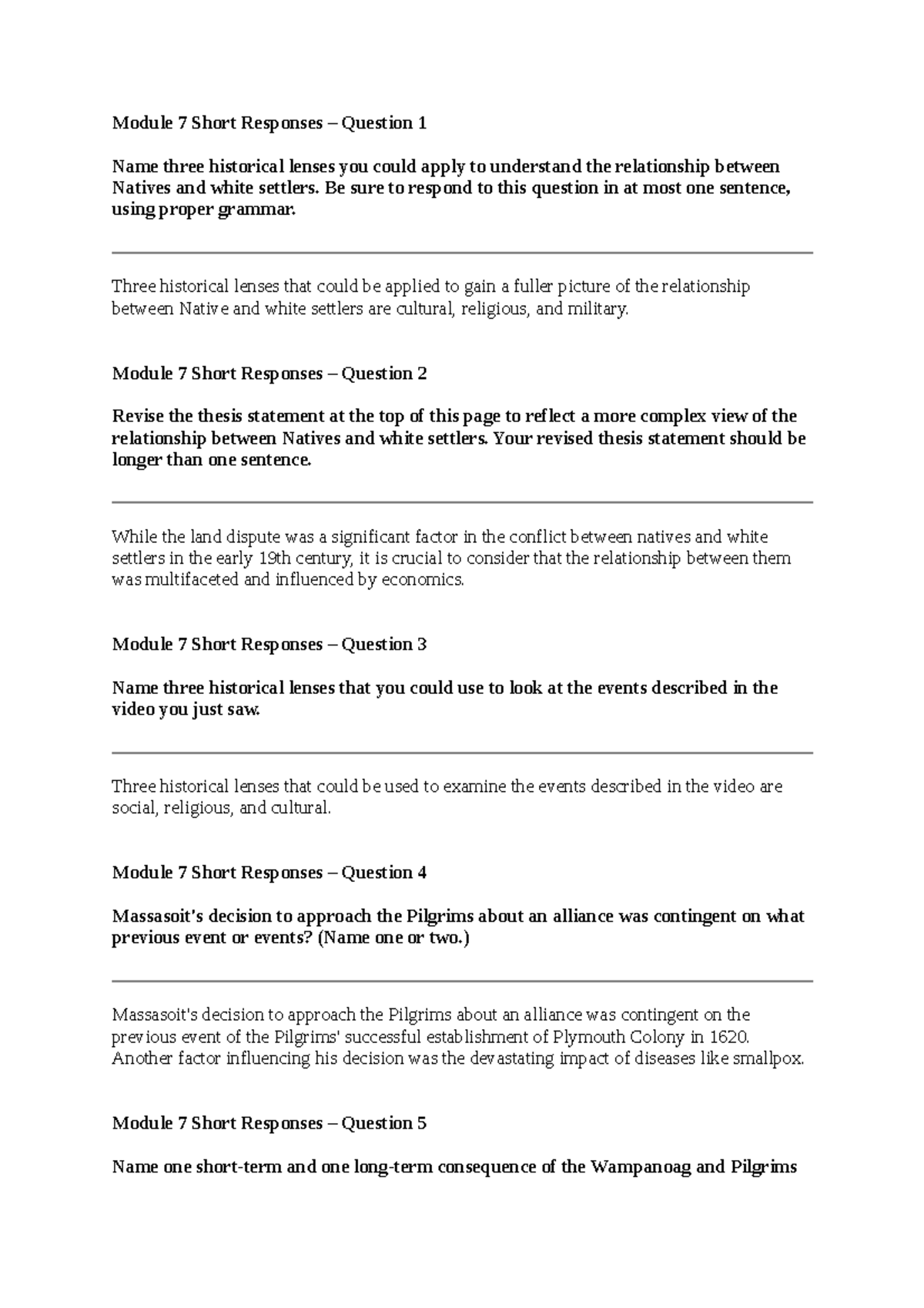 Week 7 short respones SML - Module 7 Short Responses – Question 1 Name ...