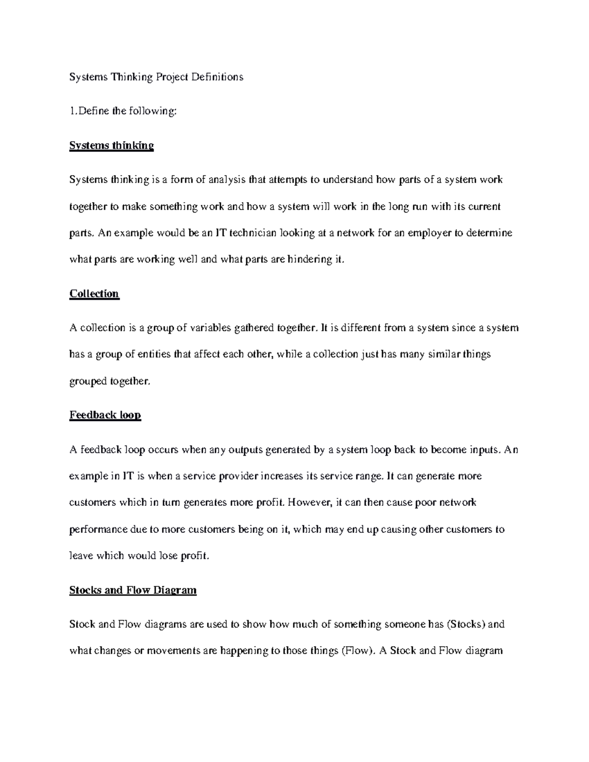 IT 6-1 Definitions - Systems Thinking Project Definitions 1 the ...