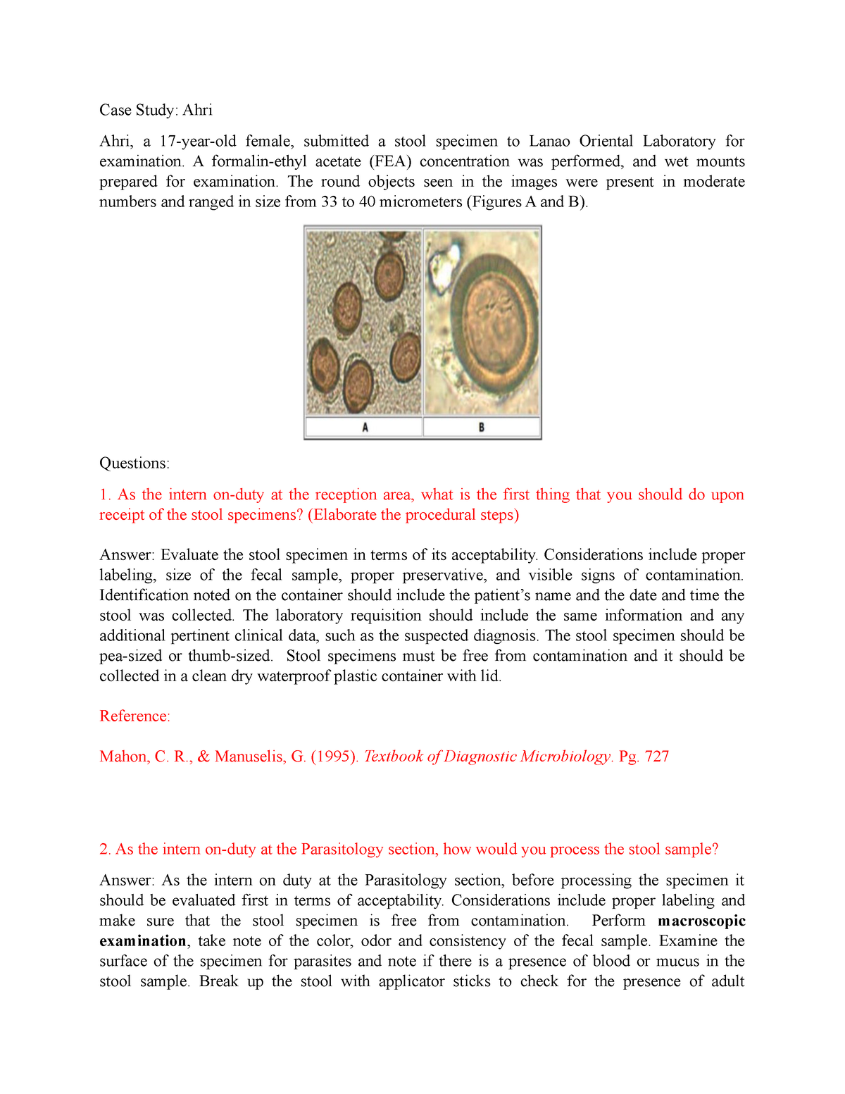 parasitology case study questions pdf