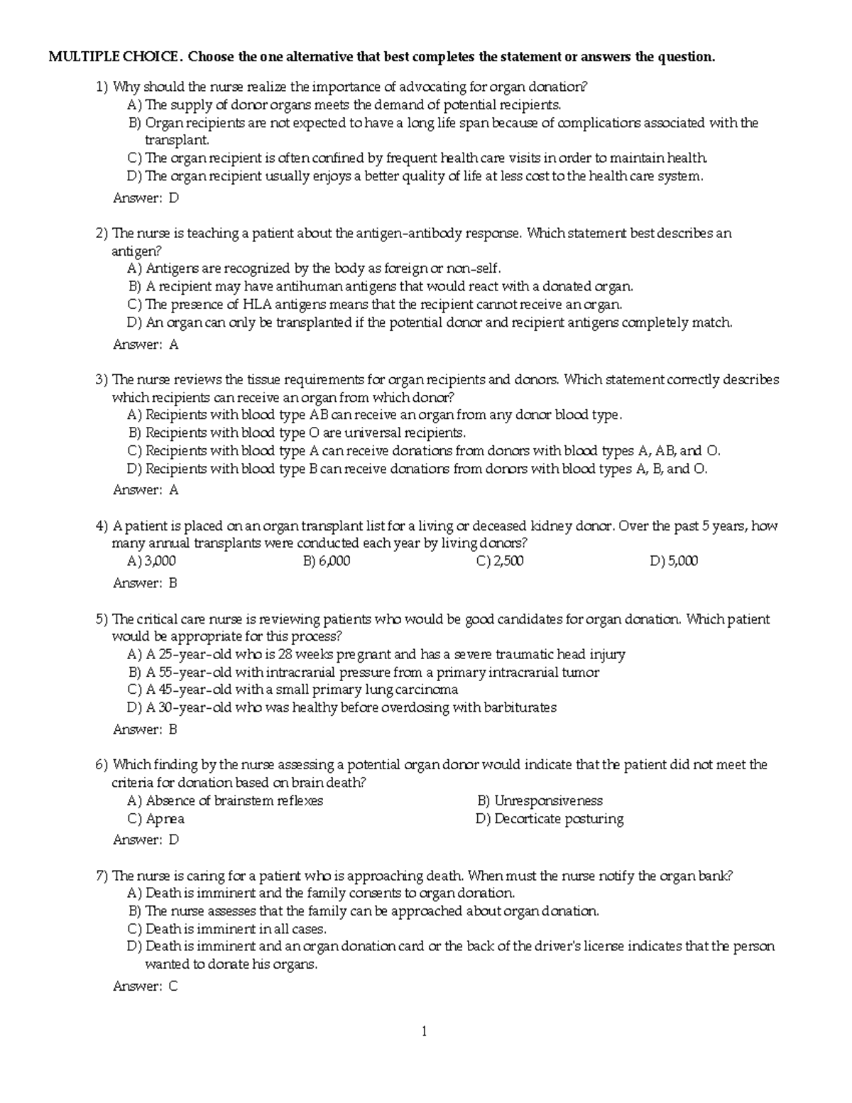 CH16 - Alll questions from exam - MULTIPLE CHOICE. Choose the one ...