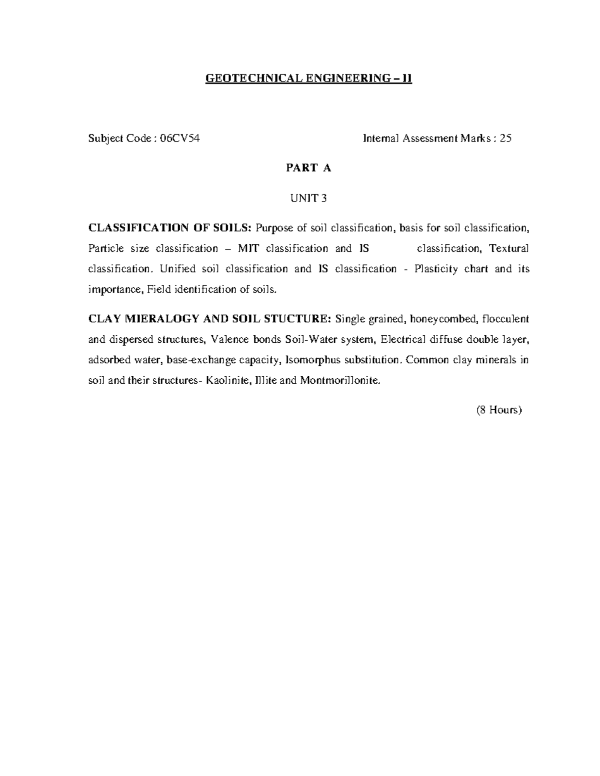 Classification of soil - GEOTECHNICAL ENGINEERING – II Subject Code ...