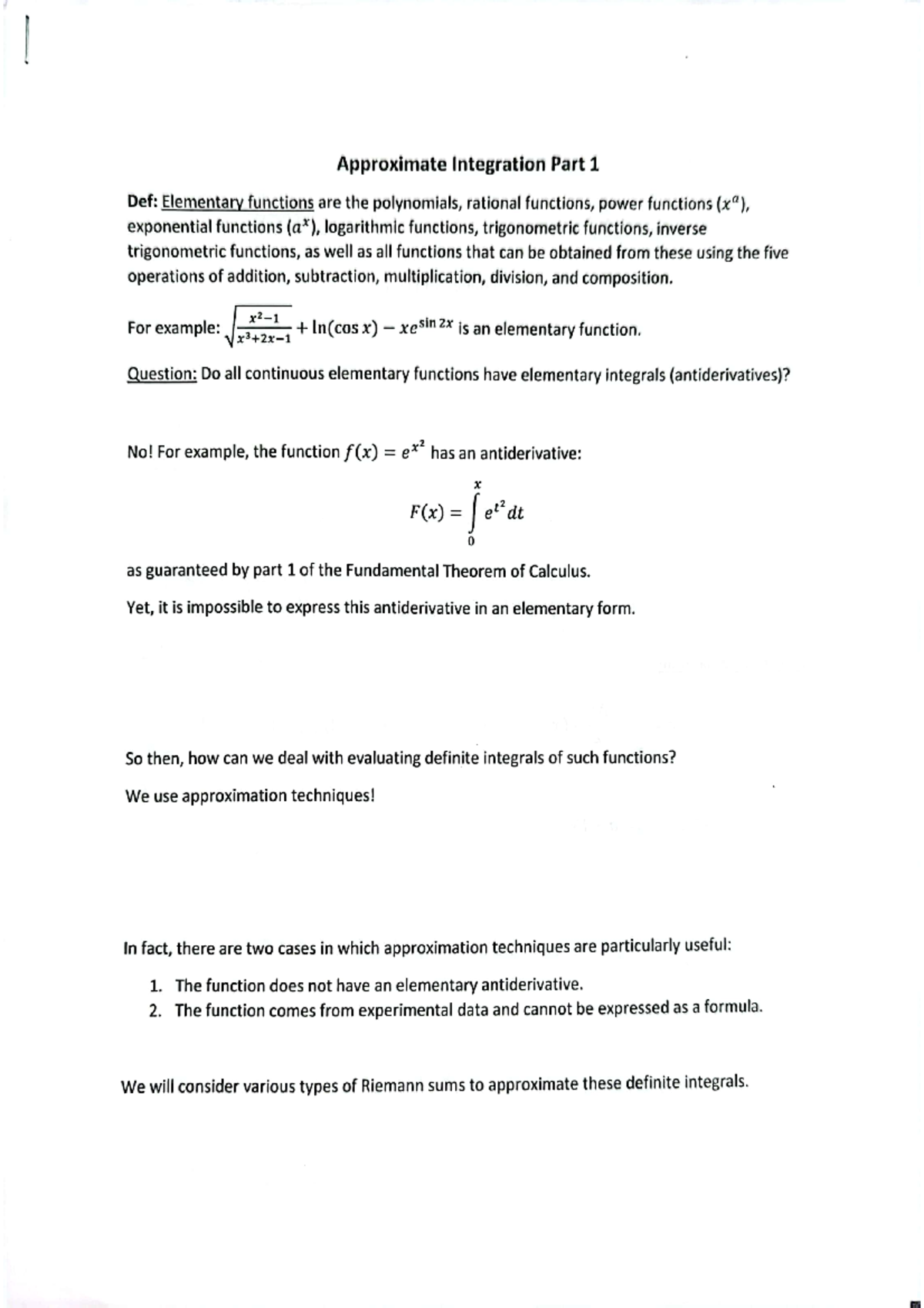 Approximate Integration concepts and exercises - MAC2312 - Studocu
