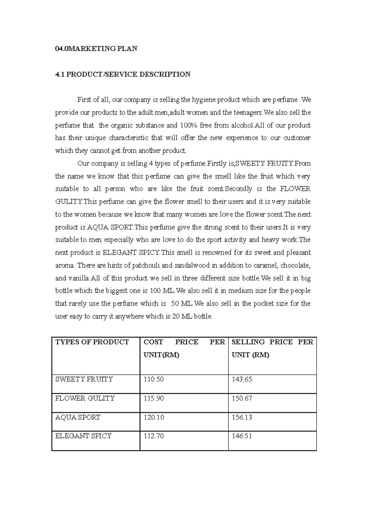 Product description - 04 PLAN 4 PRODUCT/SERVICE DESCRIPTION First of ...