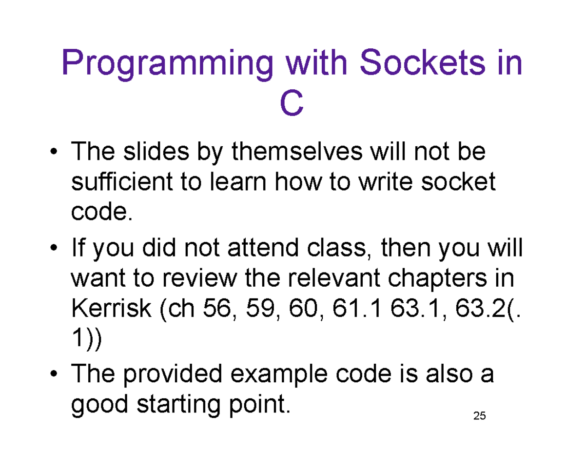 Week10-Sockets - Week 10 Sockets - Programming With Sockets In C • The ...