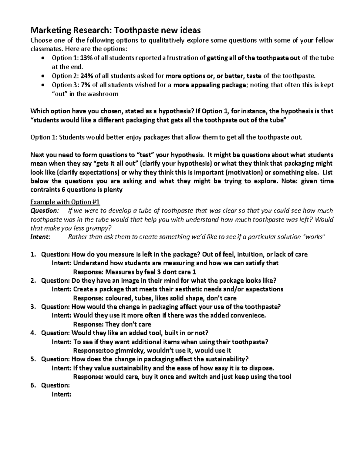 Worksheet-10-Marketing Toothpaste - Marketing Research: Toothpaste new ...