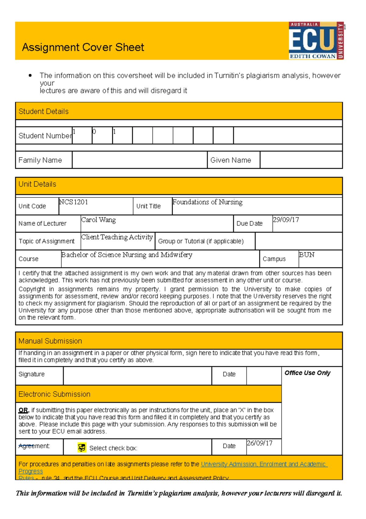 Assesment 2 Client Teaching Activity - This work has not previously ...