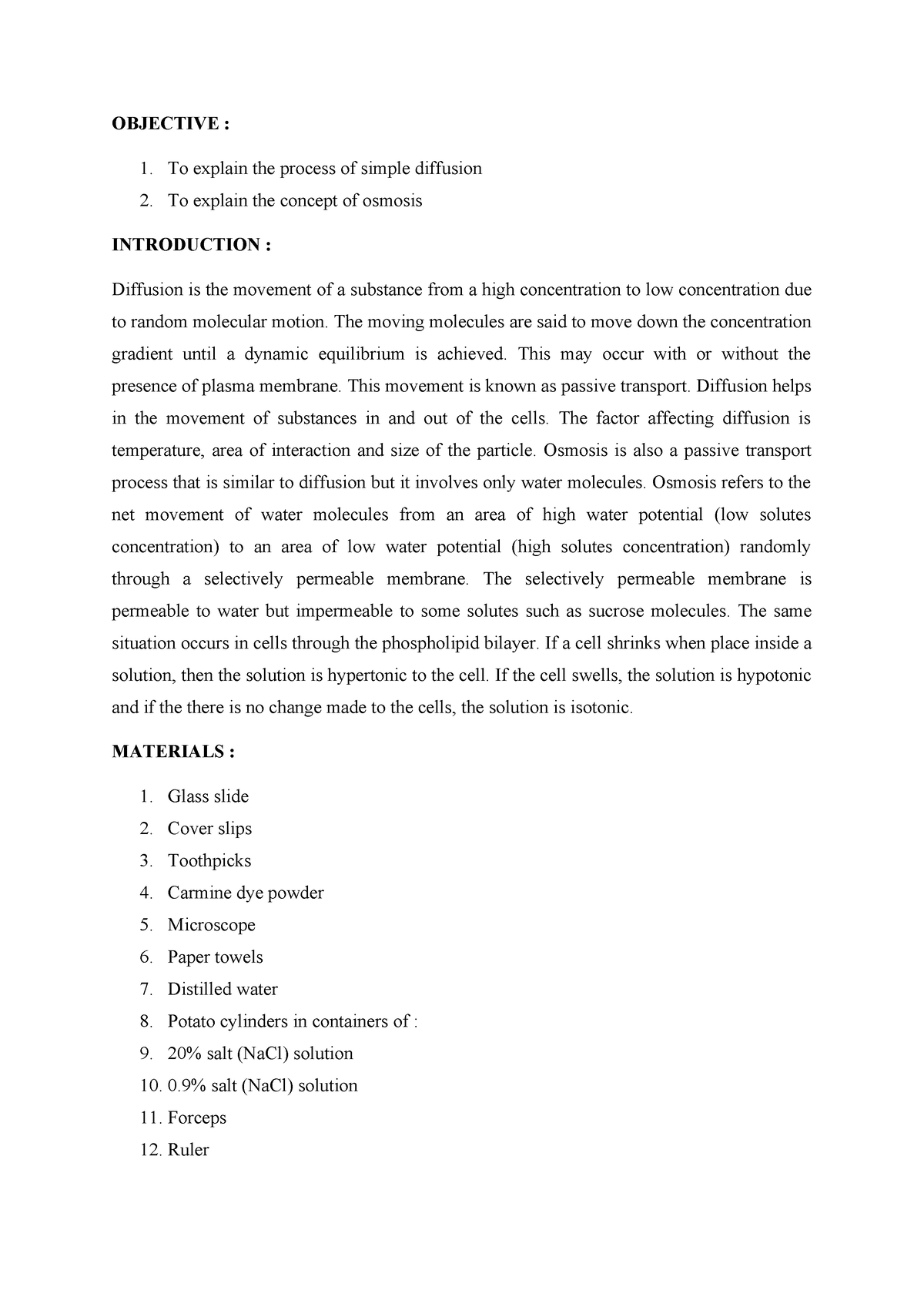 BIO122 LAB Report Experiment 2 - OBJECTIVE : To Explain The Process Of ...