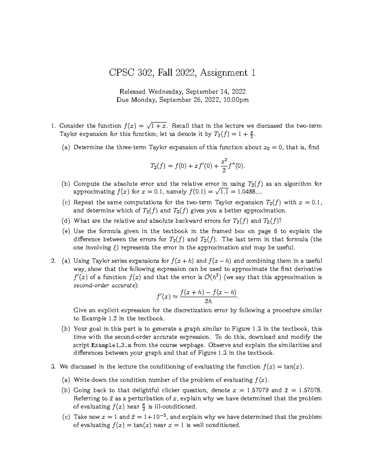 CPSC302-Assignment 1 - Assignment 1 - CPSC 302, Fall 2022, Assignment 1 ...