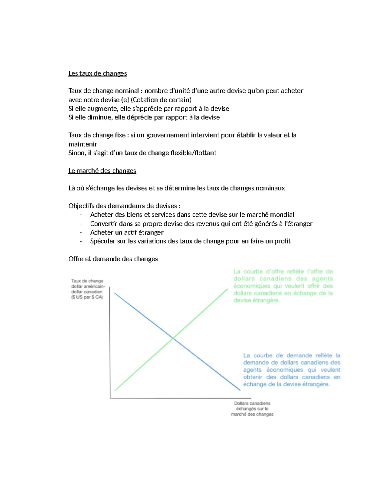 ECN1050 cours 11 notes - Les taux de changes Taux de change nominal ...