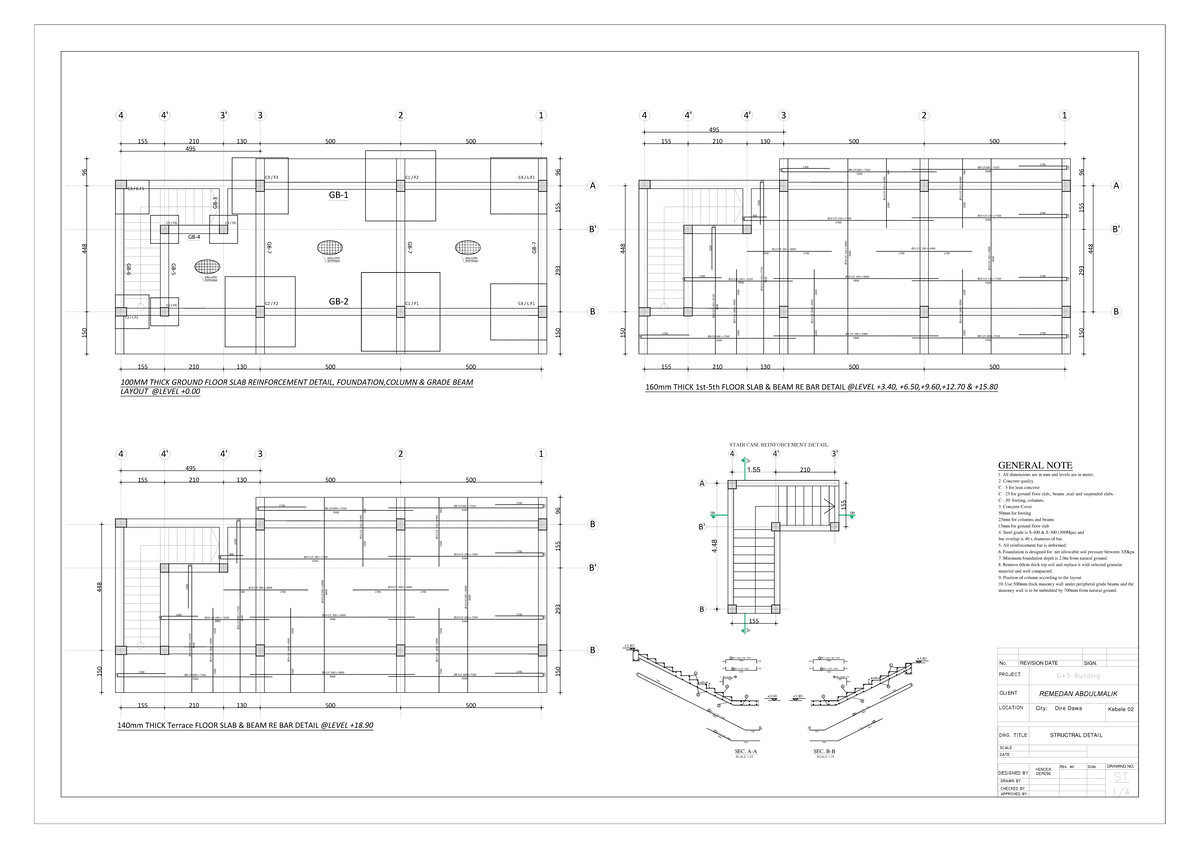 Fanta G+5 St-1 - Structural - 100mm Thick Ground Floor Slab 