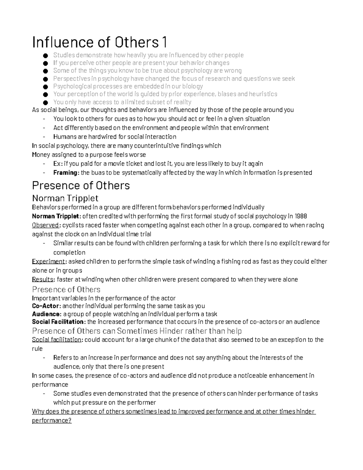 Influence of Others 1 & 2 - Influence of Others 1 Studies demonstrate ...