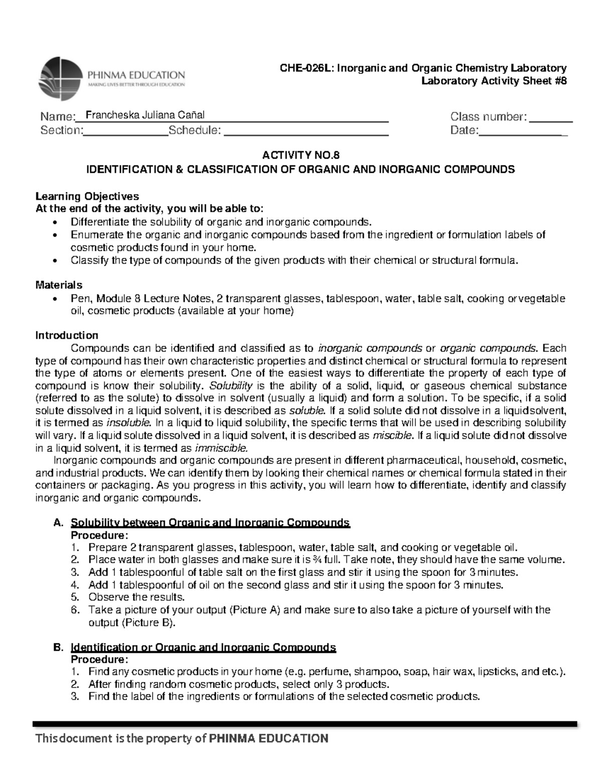 LAS8 Group 4 - Laboratory Activity Sheet Name: Section: Schedule: Class ...