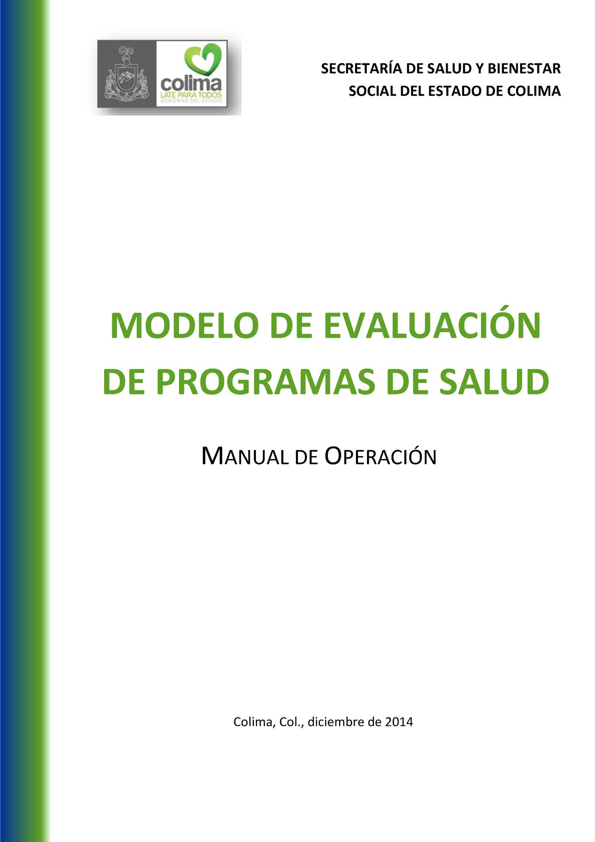 33 Modelo De Evaluacion De Programas De Salud Colima Modelo De EvaluaciÓn De Programas De 0607