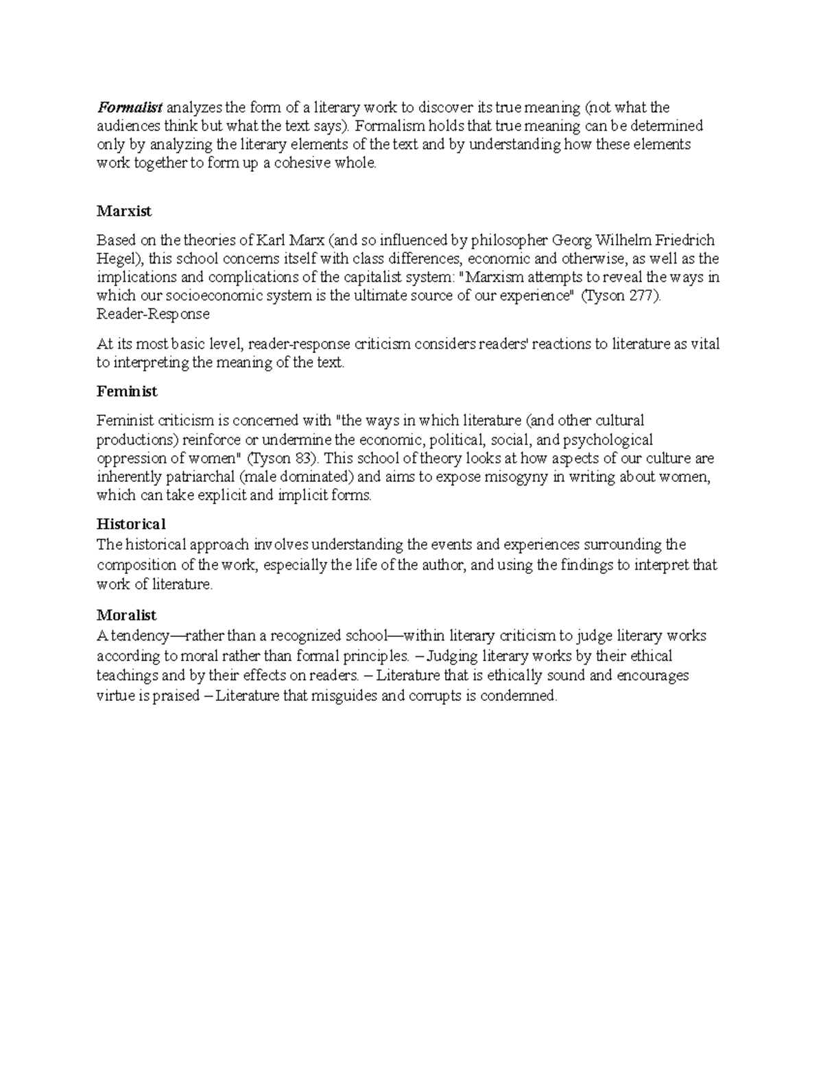 Demo Props Formalist analyzes the form of a literary work to discover