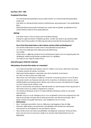 Øving - Karl Marx - sos - Seminaroppgaver: seminar 1 - Karl Marx Hva ...